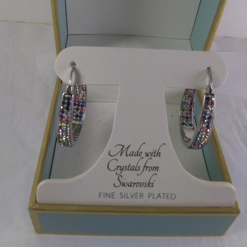 Fine silver plated with Swarovski crystals earrings